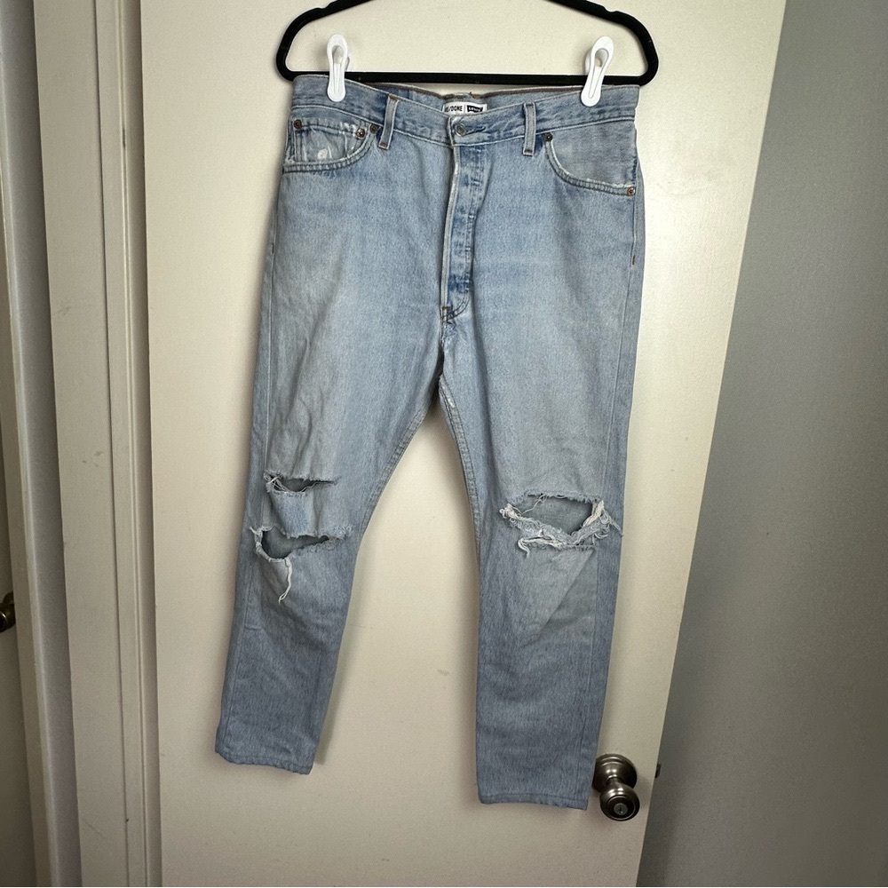 Re/done Levi’s 100% Cotton Light Wash Button Fly Reconstructed Jeans Size‎ 30